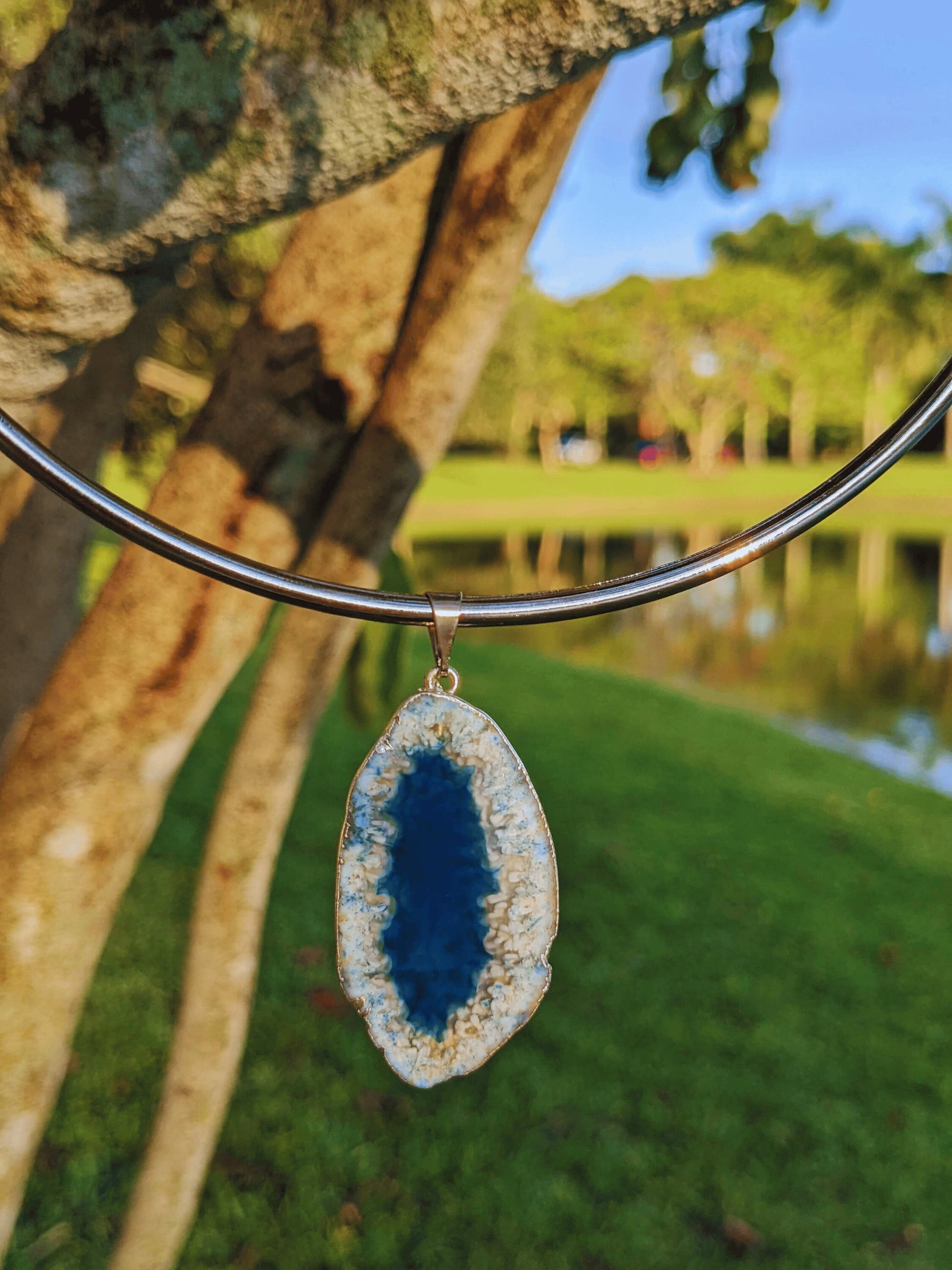 Harmony Agate Necklace with polished Brazilian agate pendant in earthy natural tones โ Mother Mystique Jewelry