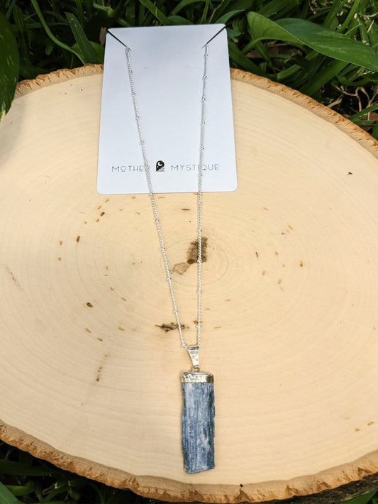 Blue Oasis Kyanite Choker with vibrant natural Brazilian Blue Kyanite pendant and silver-plated chain – Mother Mystique Jewelry