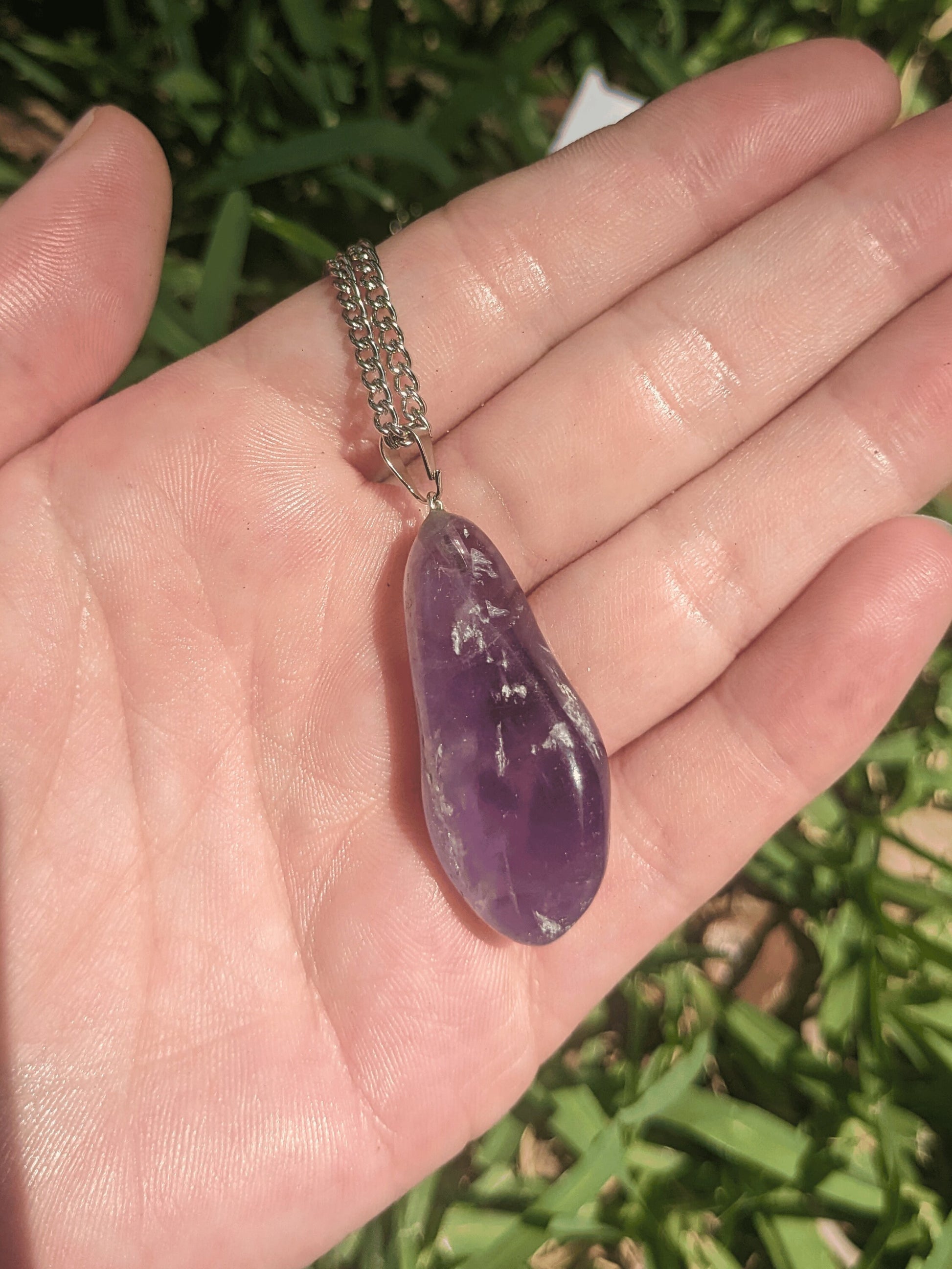 Solar Amethyst Duo Necklace with natural Brazilian Amethyst pendant and radiant sun charm on tarnish-resistant chains – Mother Mystique Jewelry