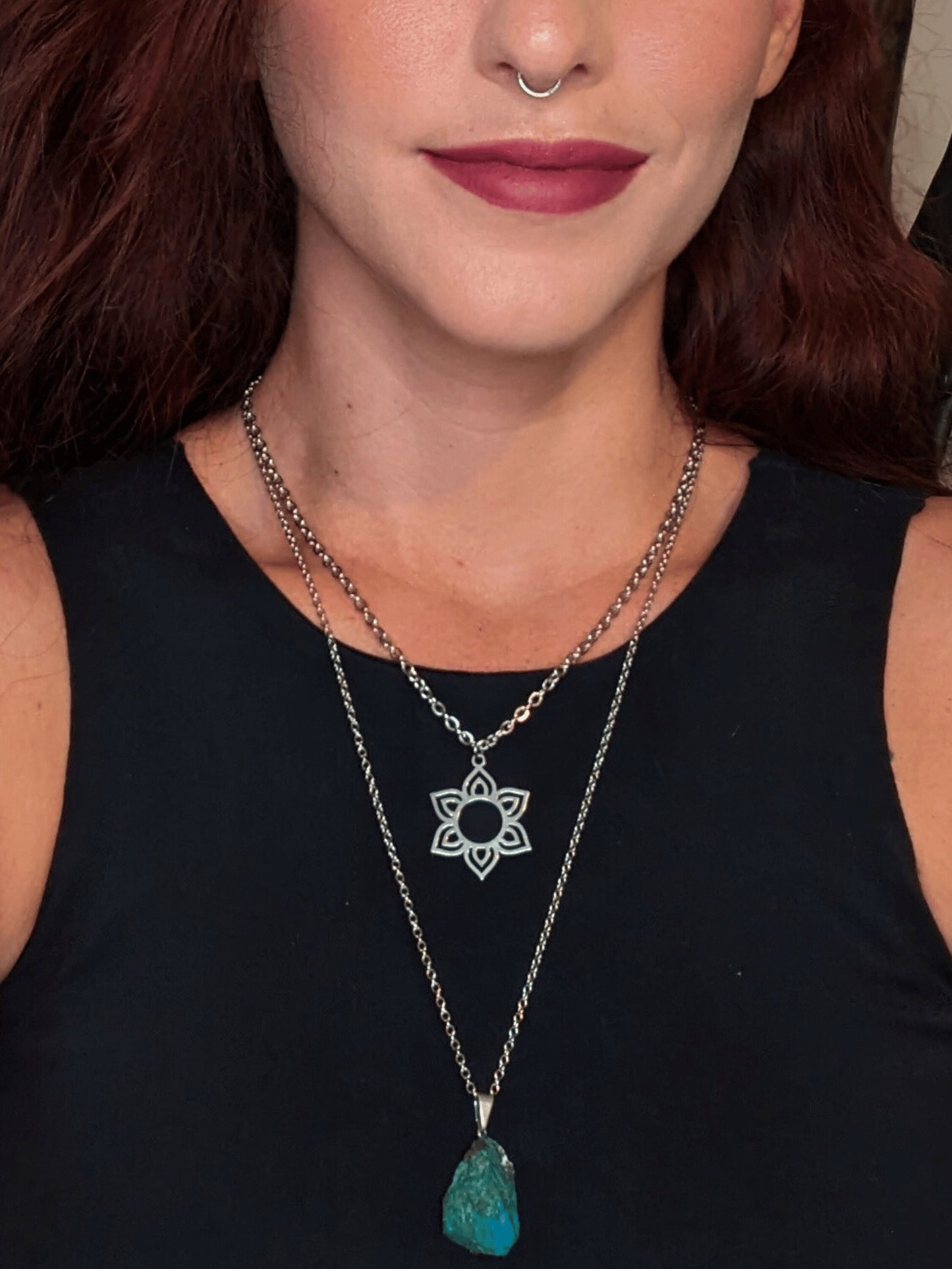 Chrysocolla Floral Twin Necklace