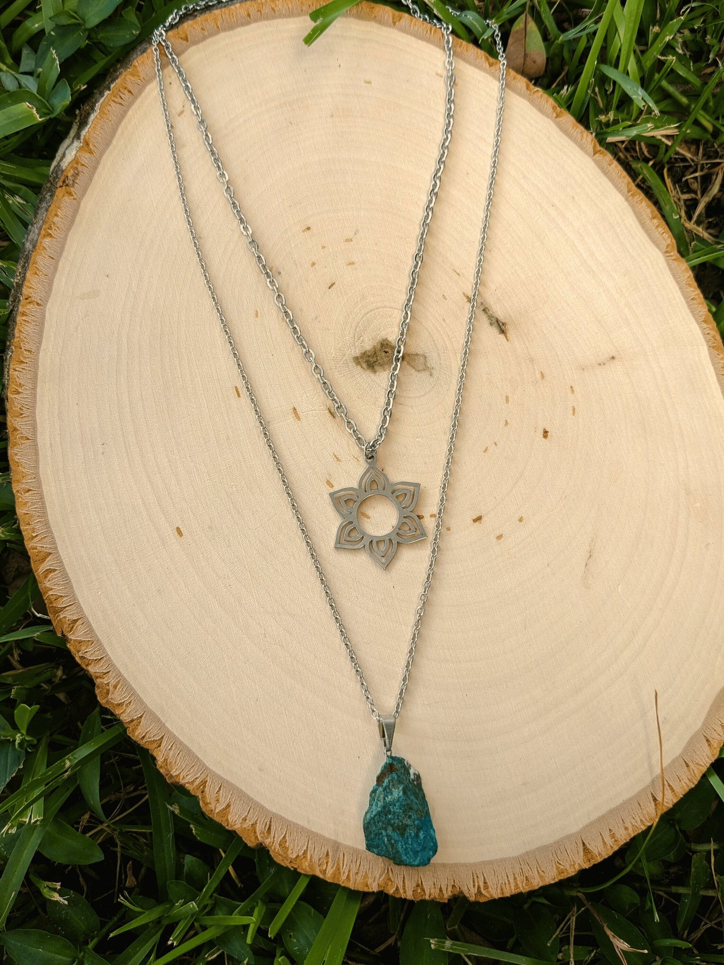Chrysocolla Floral Twin Necklace