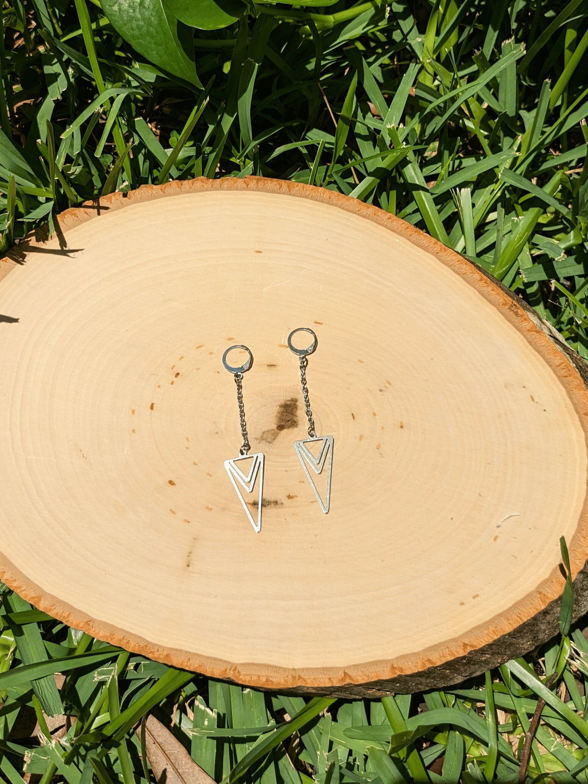 Delicate Arrow Earrings with stainless steel chain and arrow charm – tarnish-resistant and lightweight – Mother Mystique Jewelry