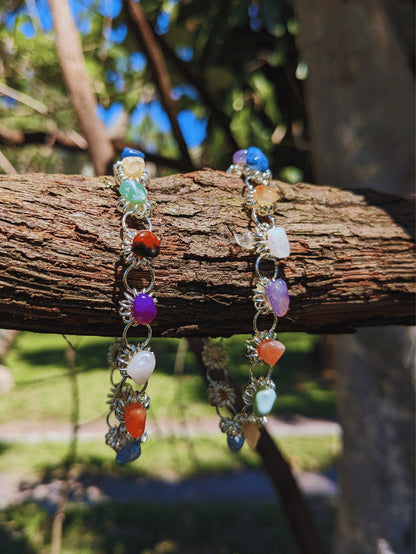 Flower Blossom Bracelet with silver-toned flowers and natural gemstone centerpieces – Mother Mystique Jewelry