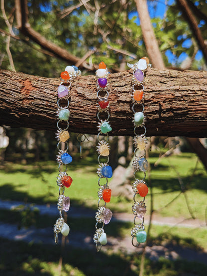 Flower Blossom Bracelet with silver-toned flowers and natural gemstone centerpieces – Mother Mystique Jewelry