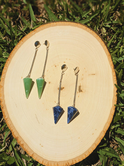 Mystic Pendulum Swing Earrings with Brazilian amazonite and sodalite stones – Mother Mystique Jewelry