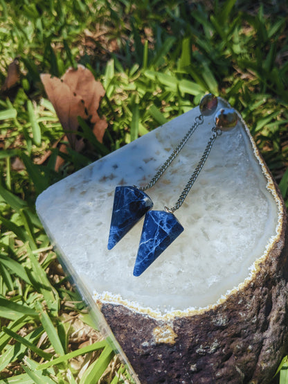 Mystic Pendulum Swing Earrings with Brazilian amazonite and sodalite stones – Mother Mystique Jewelry