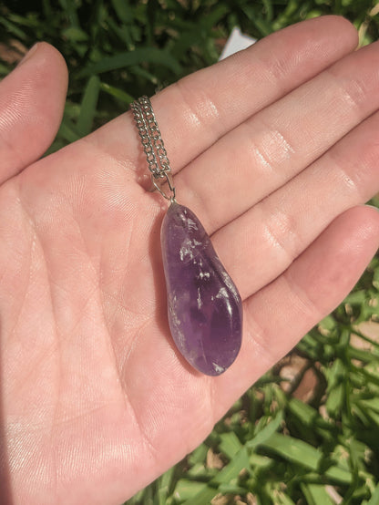 Solar Amethyst Duo Necklace with natural Brazilian Amethyst pendant and radiant sun charm on tarnish-resistant chains – Mother Mystique Jewelry