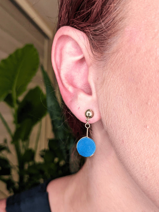 Medley Mirage Earrings with natural Brazilian gemstones — available in crystal quartz, labradorite, onyx, blue quartz, or jasper – Mother Mystique Jewelry