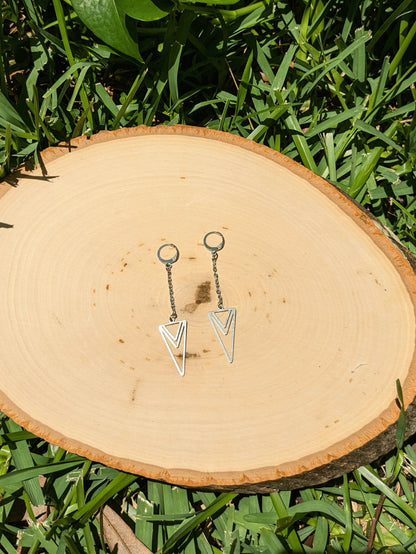 Delicate Arrow Earrings with stainless steel chain and arrow charm – tarnish-resistant and lightweight – Mother Mystique Jewelry